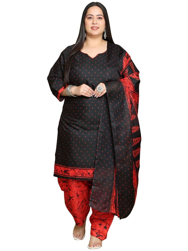     			wonder weave Cotton Blend Printed Kurti With Patiala Women's Stitched Salwar Suit - Black ( Pack of 1 )