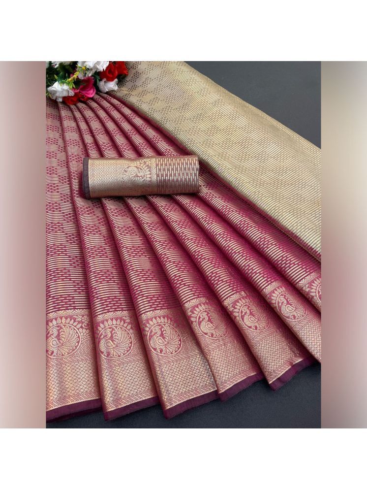     			A TO Z CART Pack of 1 Tissue Embellished Saree With Blouse Piece ( Pink )