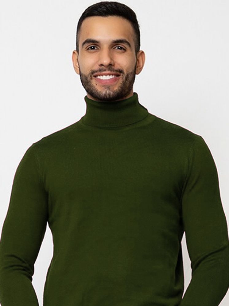     			AIN6 Woollen High Neck Men's Full Sleeves Pullover Sweater - Olive ( Pack of 1 )