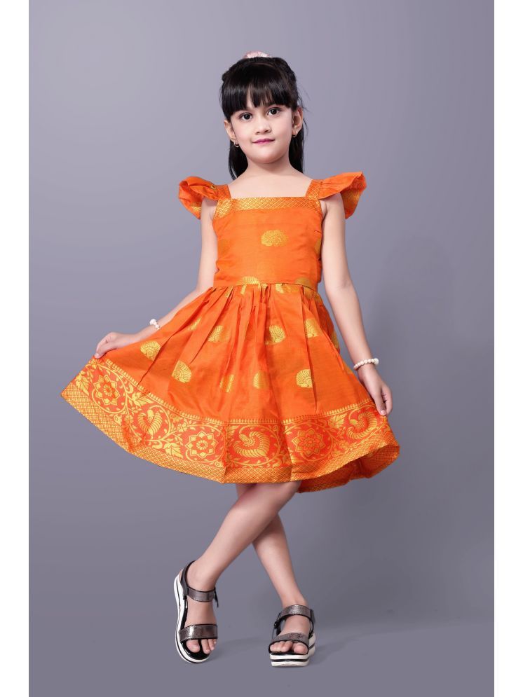     			Aarya Creation Silk Frock For Girls ( Pack of 1 , Orange )