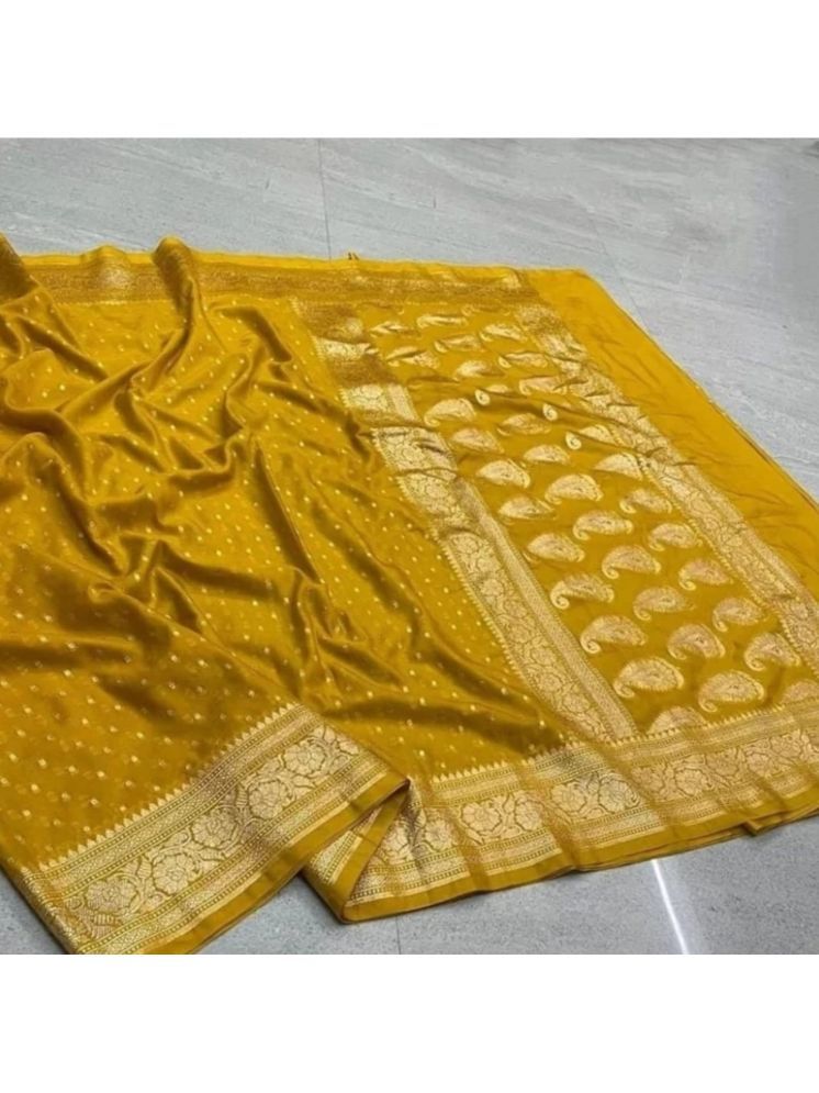     			Aika Pack of 1 Banarasi Silk Printed Saree With Blouse Piece ( Yellow )