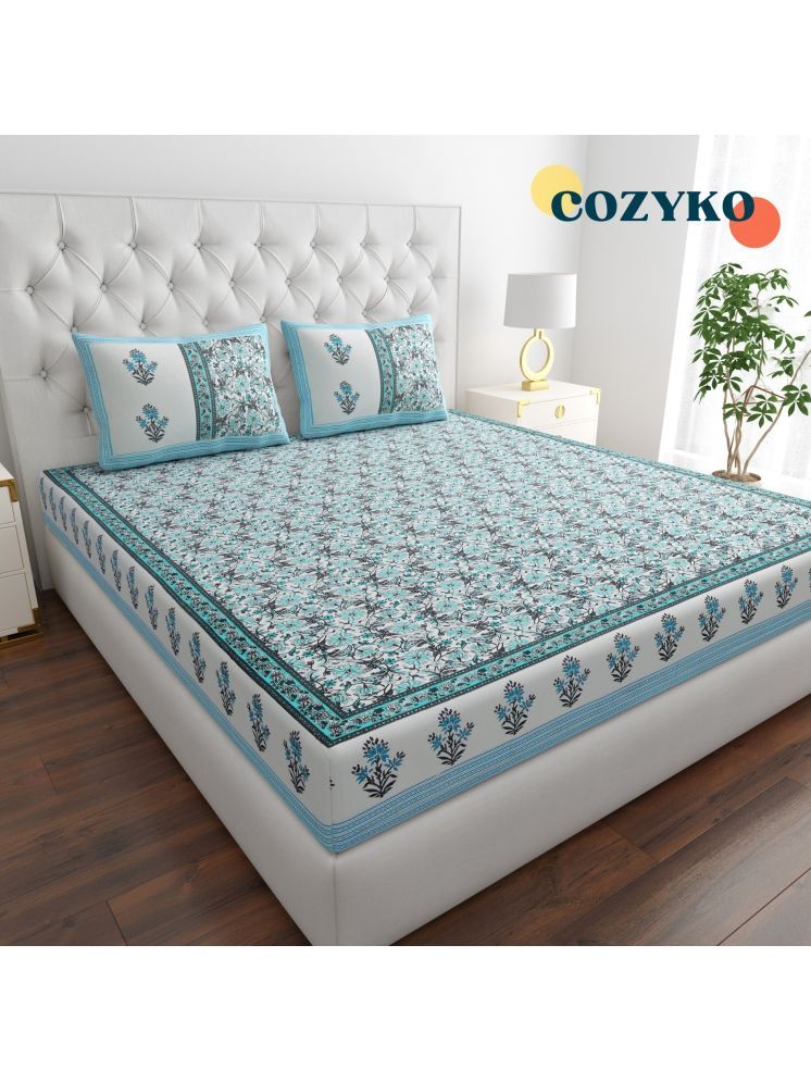     			COZYKO Cotton 1 Double King Bedsheet with 2 Pillow Covers ( Blue )