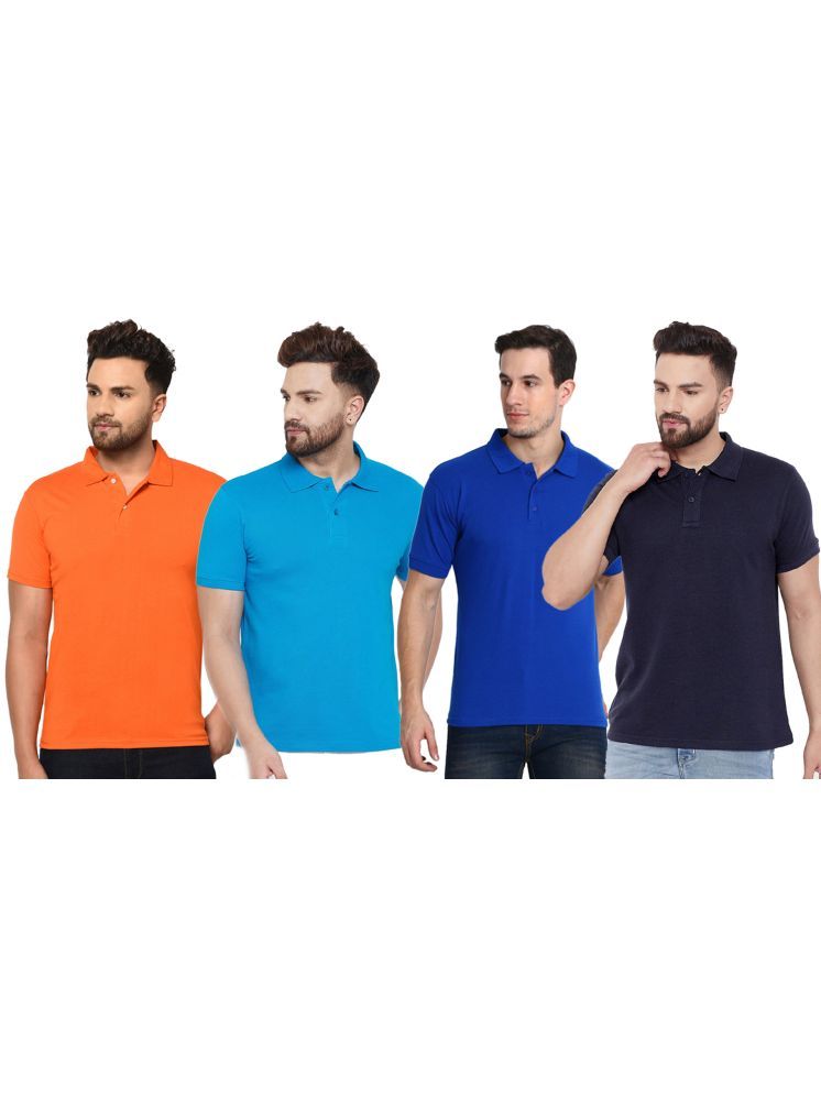     			Funky Guys Pack of 4 Cotton Blend Slim Fit Solid Half Sleeves Men's Polo T Shirt ( Multicolor )