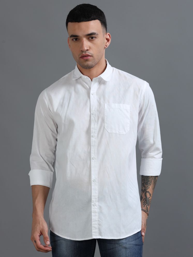     			HETIERS 100% Cotton Regular Fit Self Design Full Sleeves Men's Casual Shirt - White ( Pack of 1 )