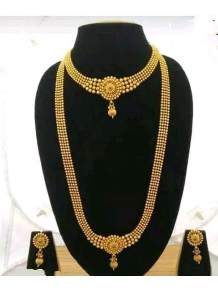     			KEYMAX Golden Alloy Necklace Set ( Pack of 1 )