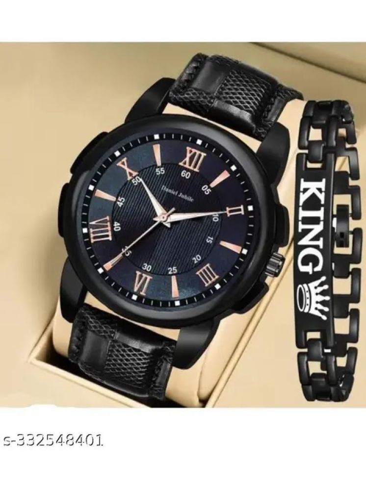     			KRIZON Black PU Analog Men's Watch