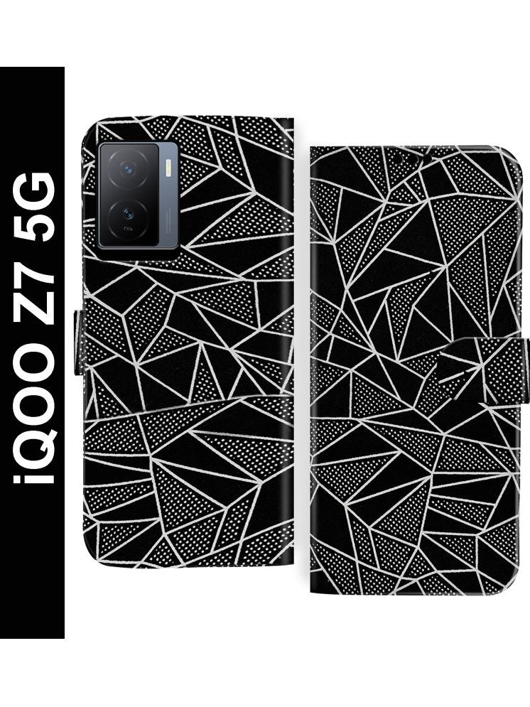     			Knotyy Black Flip Cover Artificial Leather Compatible For iQOO Z7 5G ( Pack of 1 )