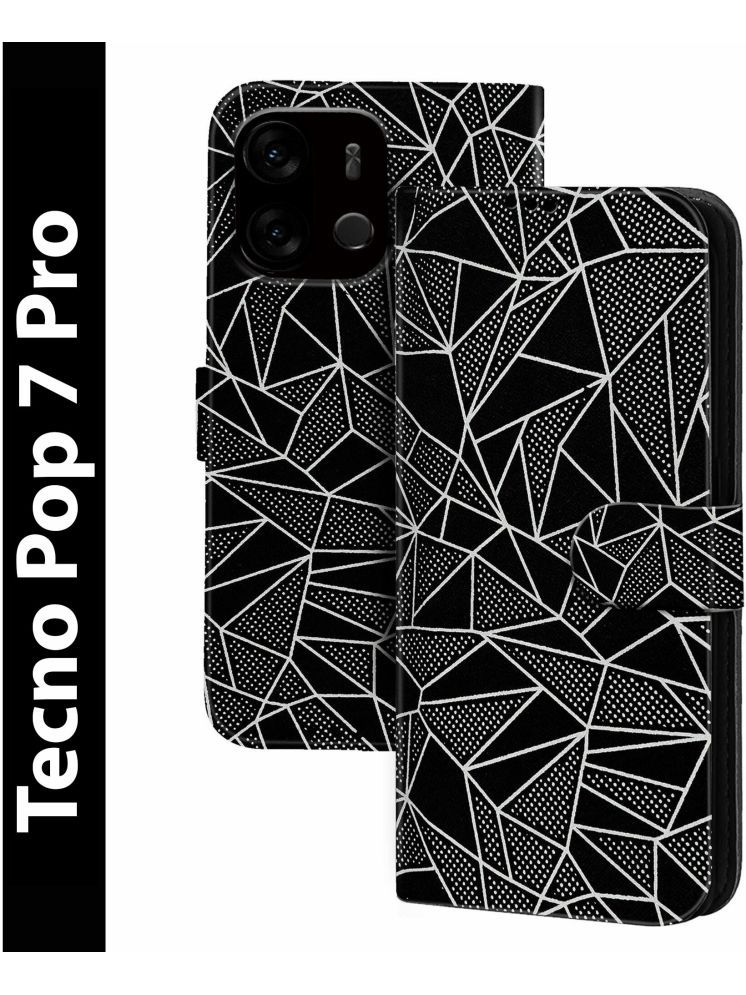     			Knotyy Black Flip Cover Artificial Leather Compatible For Tecno Pop 7 Pro ( Pack of 1 )