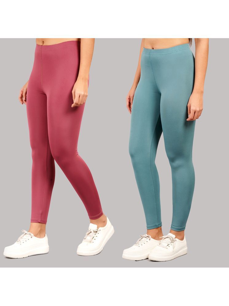     			NEVER LOSE Mint Green Nylon Women's Running,Cycling,Gym Trackpants ( Pack of 2 )