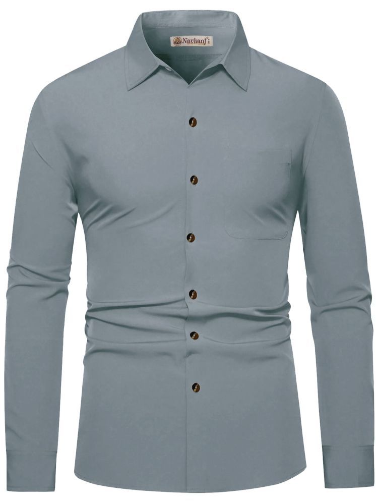     			Navkanj Cotton Slim Fit Full Sleeves Men's Formal Shirt - Grey ( Pack of 1 )