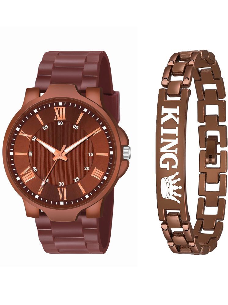     			NiyatiNx Brown Silicon Analog Men's Watch