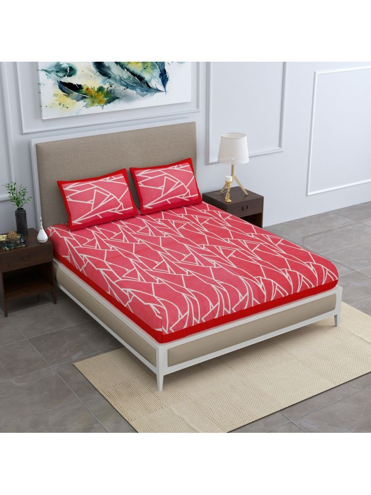     			PETROSOLY Cotton 1 Double Bedsheet with 2 Pillow Covers ( Red )