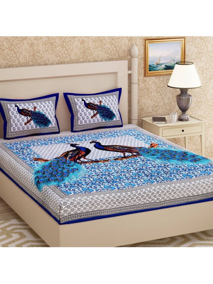     			PETROSOLY Cotton 1 Double Bedsheet with 2 Pillow Covers ( Blue )