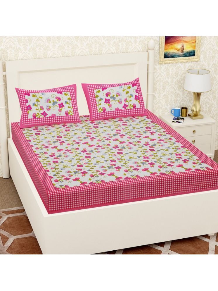     			PETROSOLY Cotton 1 Double Queen Bedsheet with 2 Pillow Covers ( Pink )