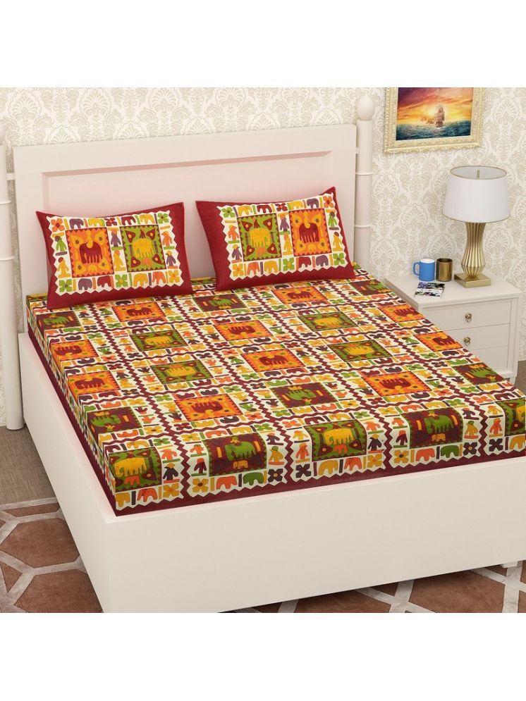     			PETROSOLY Cotton 1 Double Queen Bedsheet with 2 Pillow Covers ( Red )