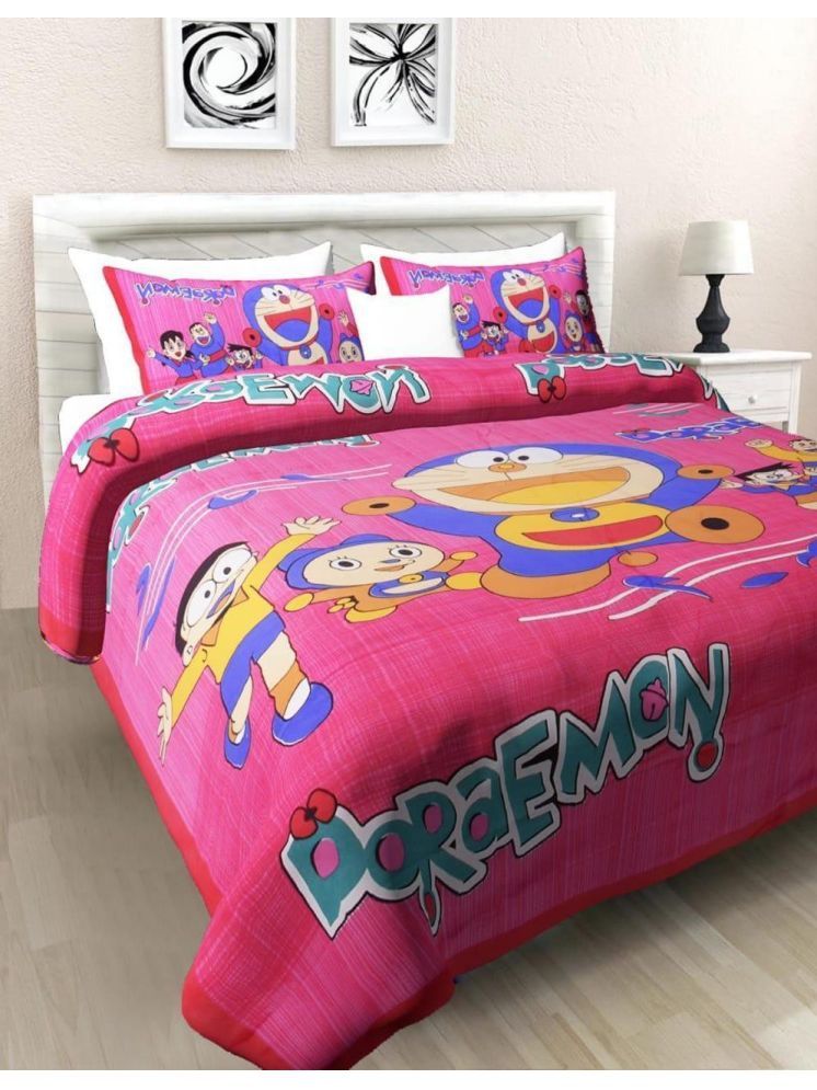     			PETROSOLY Cotton 1 Double Queen Bedsheet with 2 Pillow Covers ( Pink )