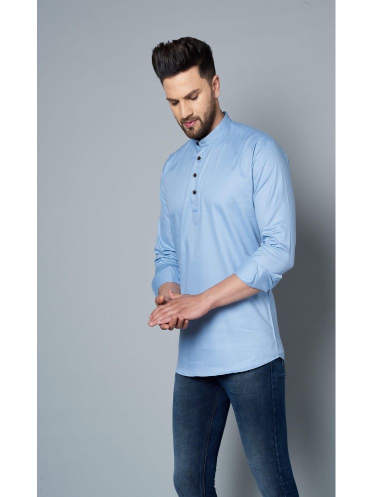     			S.K. CASUAL Light Blue Cotton Blend Men's Regular Kurta ( Pack of 1 )