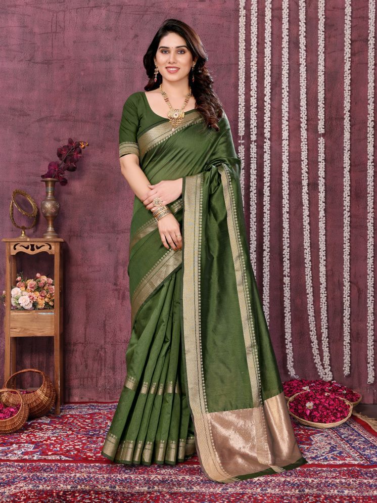     			Sidhidata Pack of 1 Silk Blend Woven Saree With Blouse Piece ( Green )