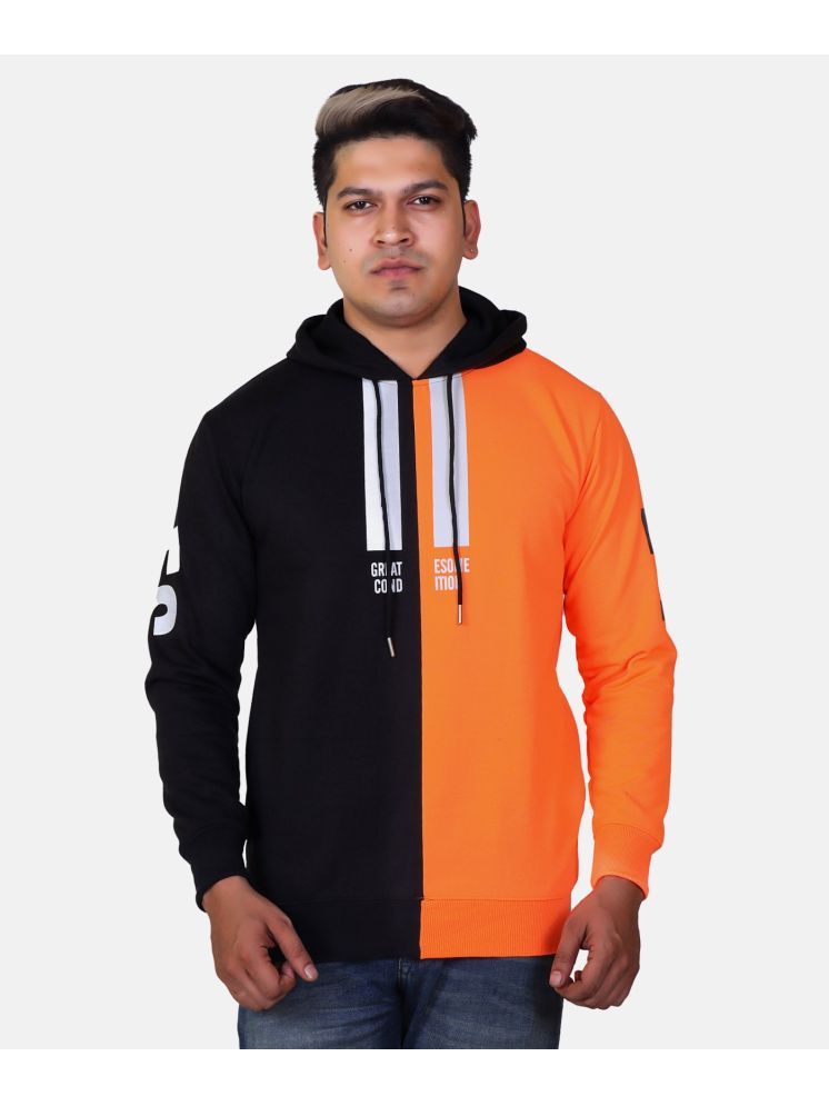     			The Emperor Cotton Blend Hooded Men's Sweatshirt - Orange ( Pack of 1 )