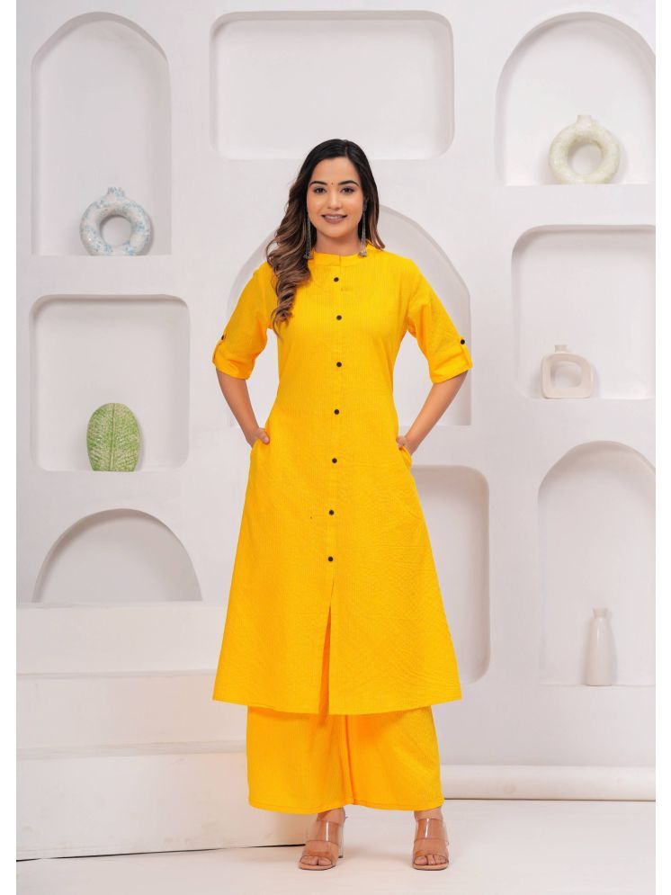     			URBAN JAIPUR Pack of 1 Cotton Printed A-line Women's Kurti - ( Yellow )