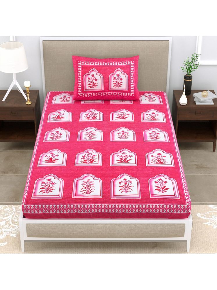     			Uniqchoice Cotton 1 Single Bedsheet with 1 Pillow Cover ( Pink )