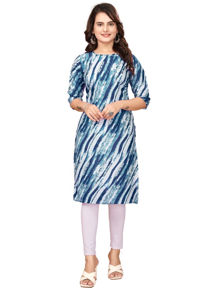     			VACHHARAJ DESIGN Pack of 1 Crepe Printed Straight Women's Kurti - ( Blue )