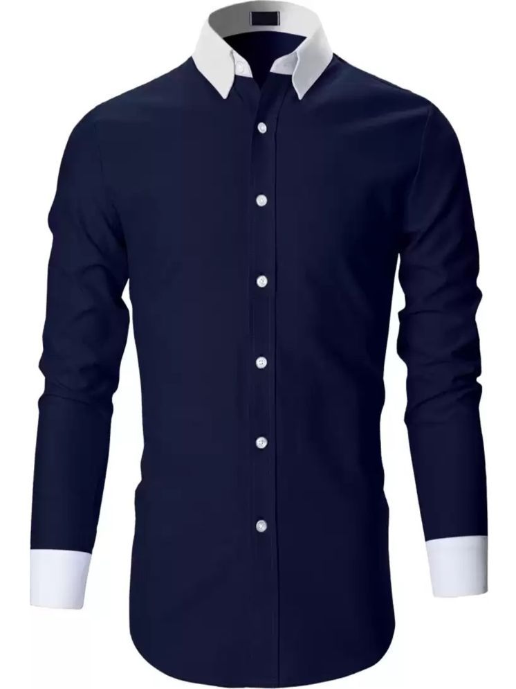     			VERTUSY Cotton Blend Regular Fit Solids Full Sleeves Men's Casual Shirt - Navy Blue ( Pack of 1 )