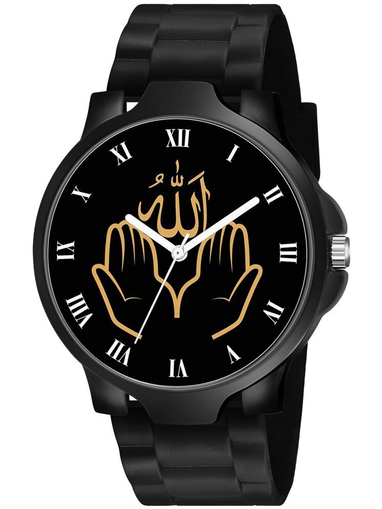     			niyatifab Black Silicon Analog Men's Watch