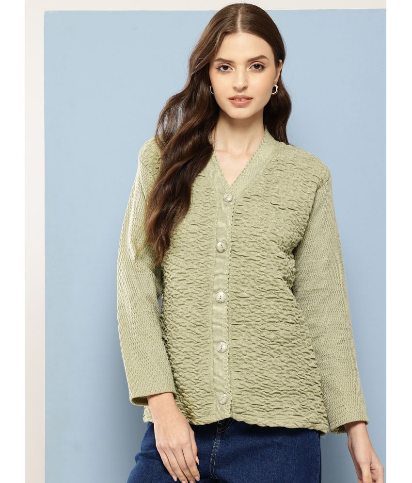     			Aarika Woollen V Neck Women's Buttoned Cardigans - Green ( Single )