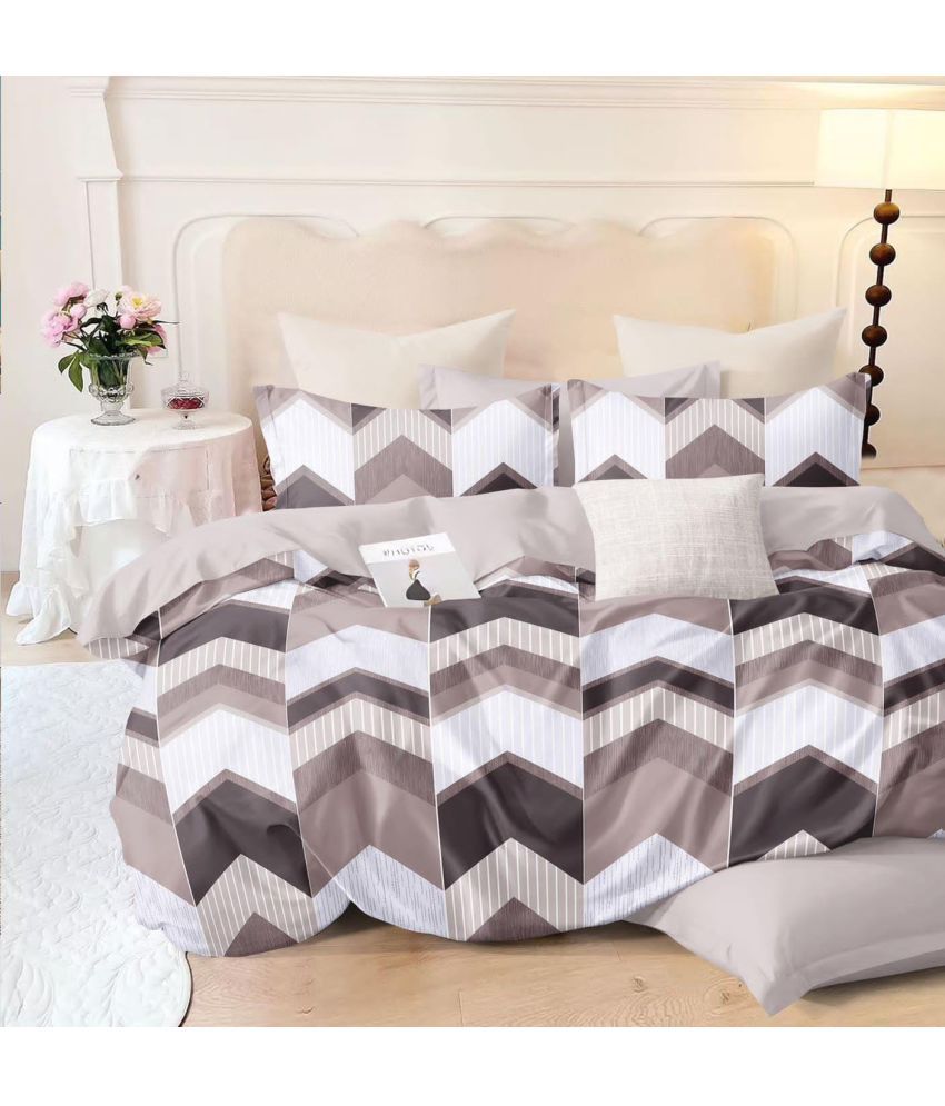     			NeLeo Poly Cotton 1 Double Queen Bedsheet with 2 Pillow Covers ( Brown )