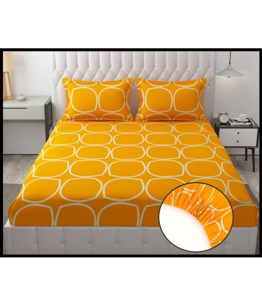     			NeLeo Poly Cotton 1 Double Queen Bedsheet with 2 Pillow Covers ( Yellow )