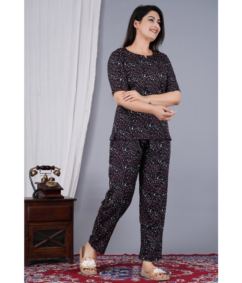     			RAMBAAN CREATION Black Polyester Women's Nightwear Nightsuit Sets ( Pack of 1 )