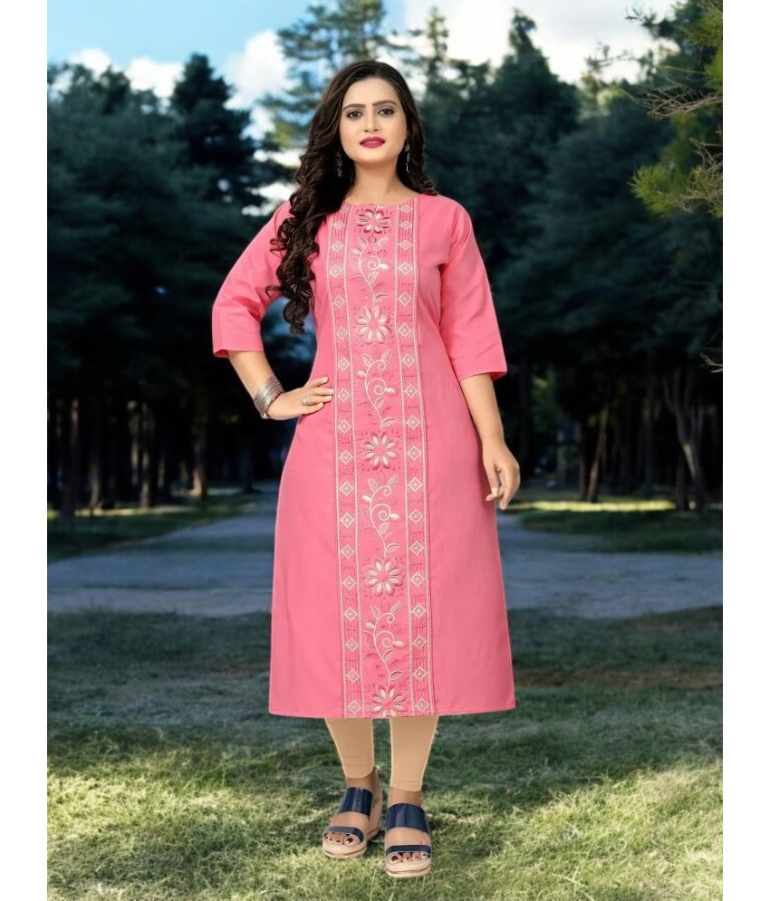     			VINHSCAPE Pack of 1 Cotton Embroidered Anarkali Women's Kurti - ( Multicolor )