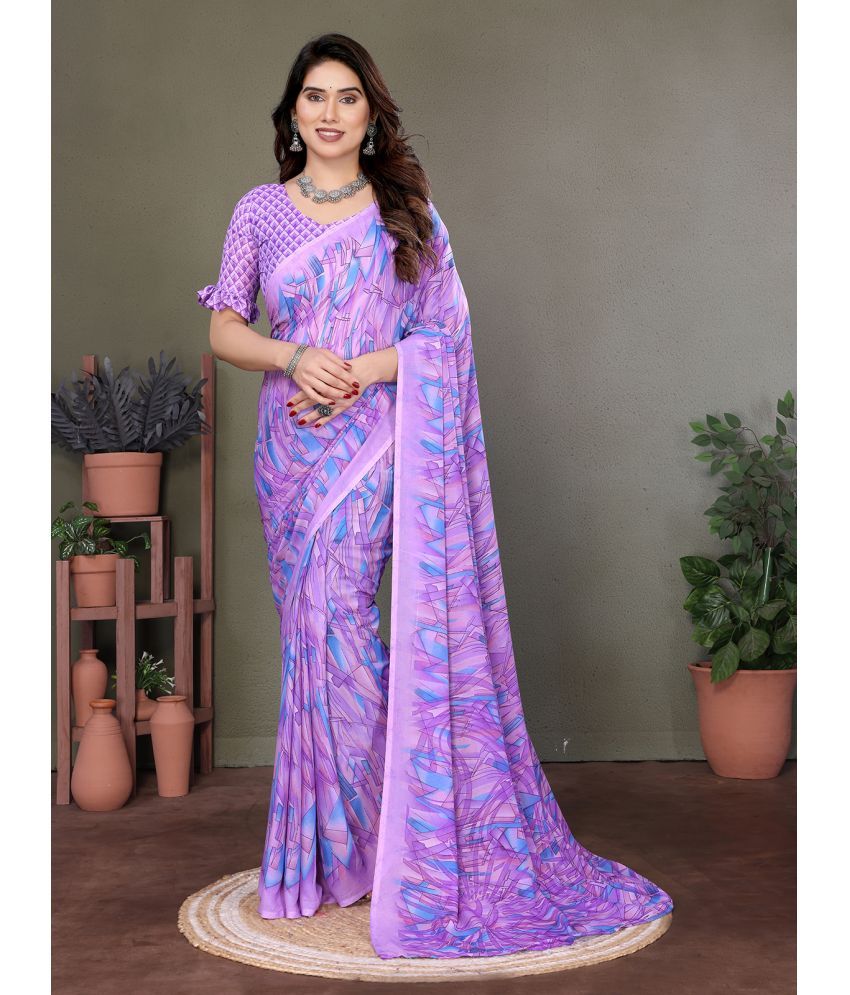     			ANAND SAREES Pack of 1 Georgette Printed Saree With Blouse Piece ( Purple )