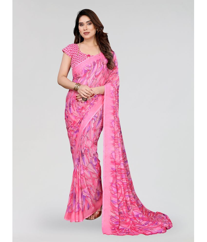     			ANAND SAREES Pack of 1 Georgette Printed Saree With Blouse Piece ( Pink )