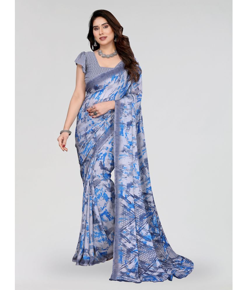     			ANAND SAREES Pack of 1 Georgette Printed Saree With Blouse Piece ( Blue )