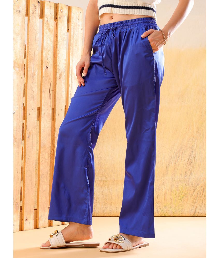     			Freehand Pack of 1 Polyester Flared Women's Casual Pants ( Blue )