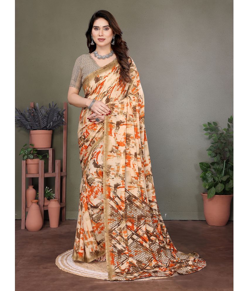     			Kashvi Sarees Pack of 1 Georgette Printed Saree With Blouse Piece ( Cream )