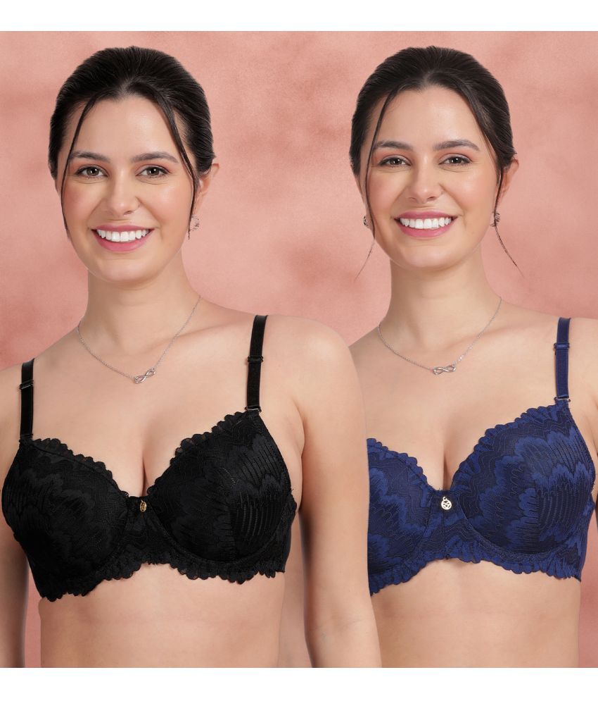     			Susie Pack of 2 Nylon Lightly Padded T-Shirt Bra For Women ( Navy Blue )