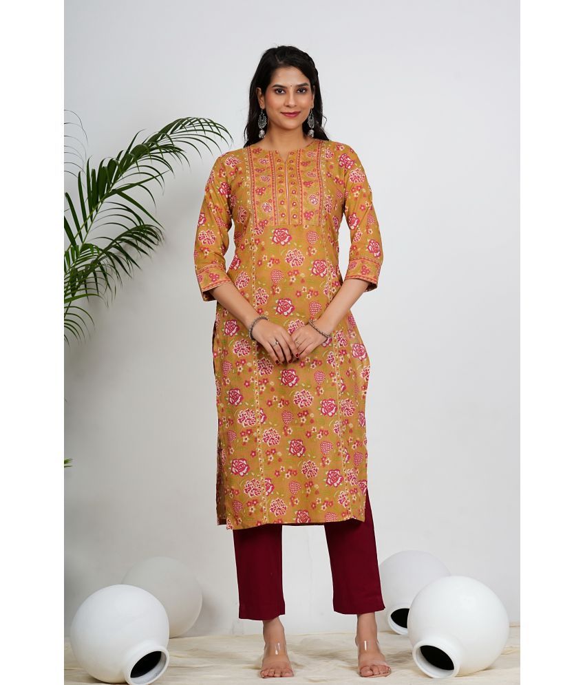     			Vbuyz Pack of 1 Cotton Printed Straight Women's Kurti - ( Multicoloured )