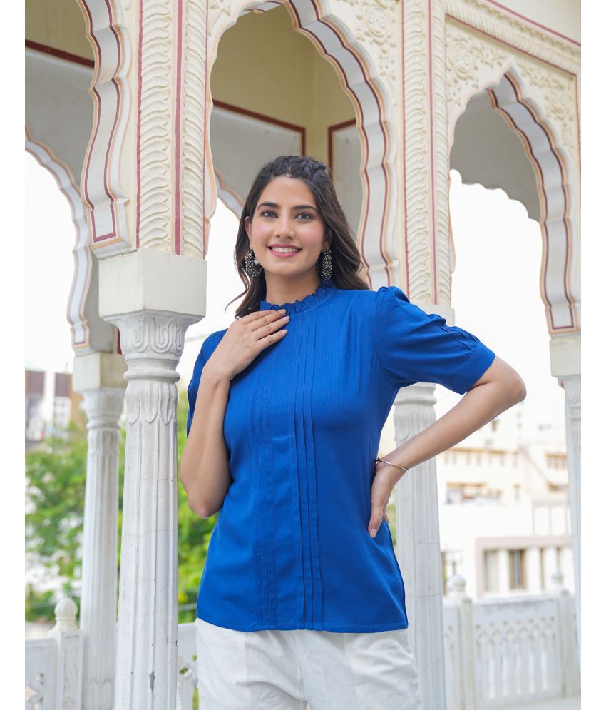     			Yash Gallery Blue Rayon Women's Regular Top ( Pack of 1 )