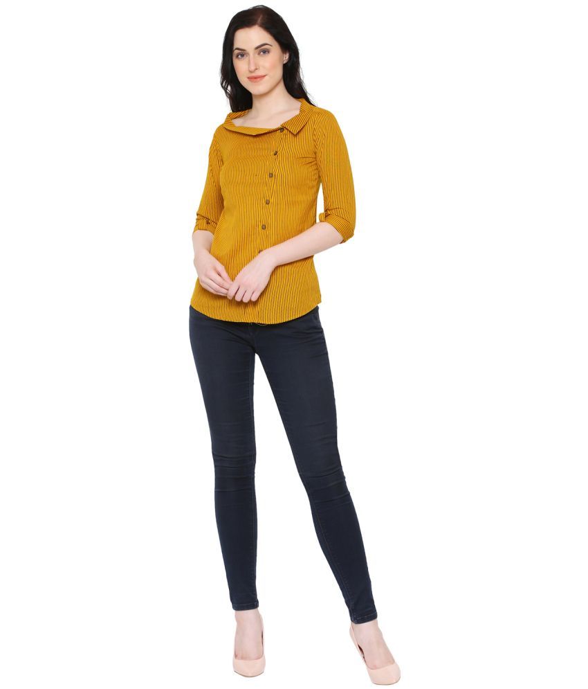     			Yash Gallery Mustard Cotton Women's Regular Top ( Pack of 1 )