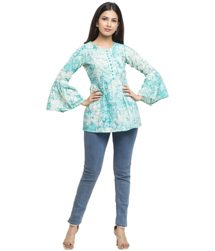     			Yash Gallery Turquoise Cotton Women's Regular Top ( Pack of 1 )