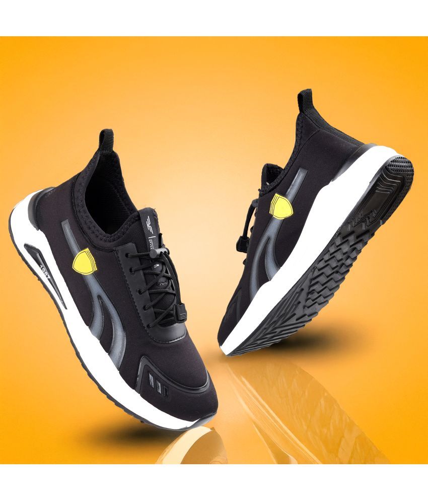     			HASTEN Black Walking Running Sneakers Black Men's Lifestyle Shoes