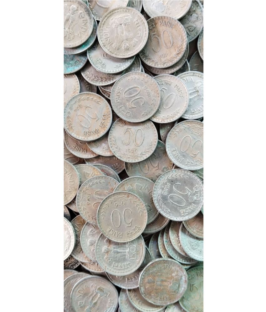     			50 Paisa Copper Nickel Circulated Condition 1972 - 1983 Mixed Year 100 PCS Lot