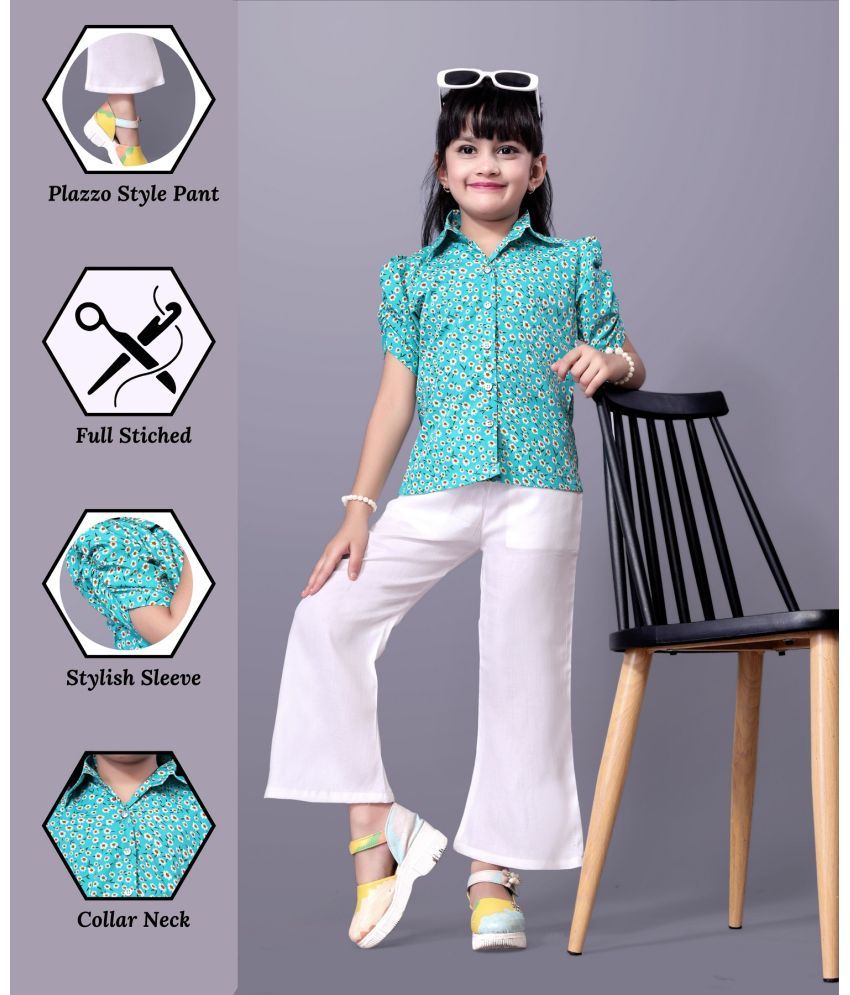     			Aarya Designer Pack of 1 Girls Crepe Shirt With Pants ( Light Green )