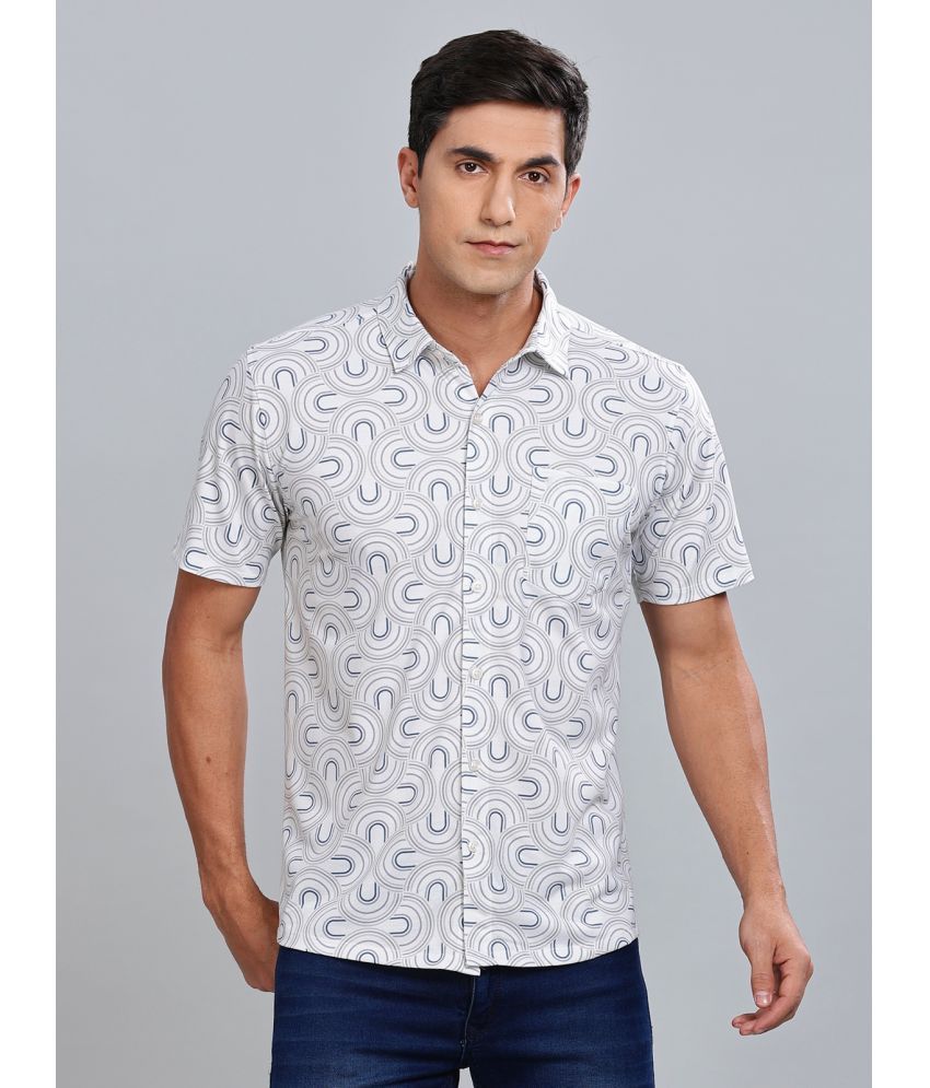     			BULLMER Cotton Blend Regular Fit Printed Half Sleeves Men's Casual Shirt - White ( Pack of 1 )