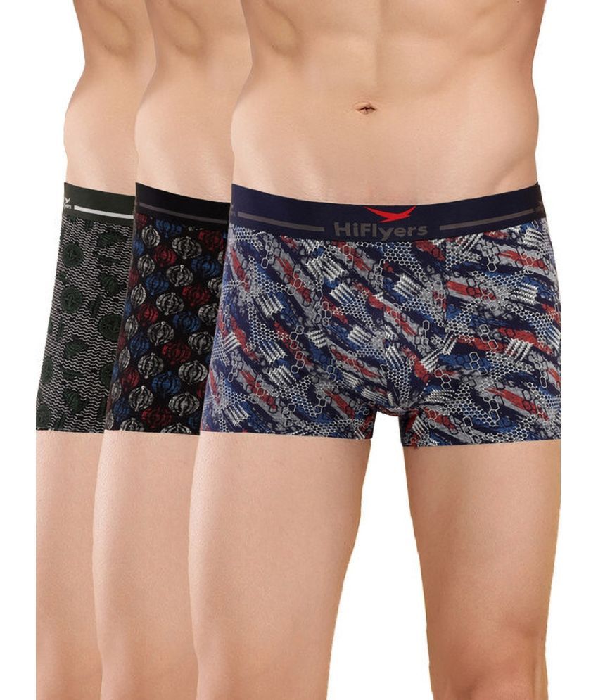     			Hiflyers Pack of 3 Cotton Blend Trunks For Men's ( Black )