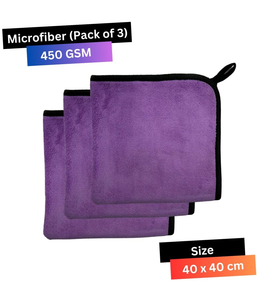     			KLEANSHINE Purple 450 GSM Microfiber Cloth For Automobile ( Pack of 3 )