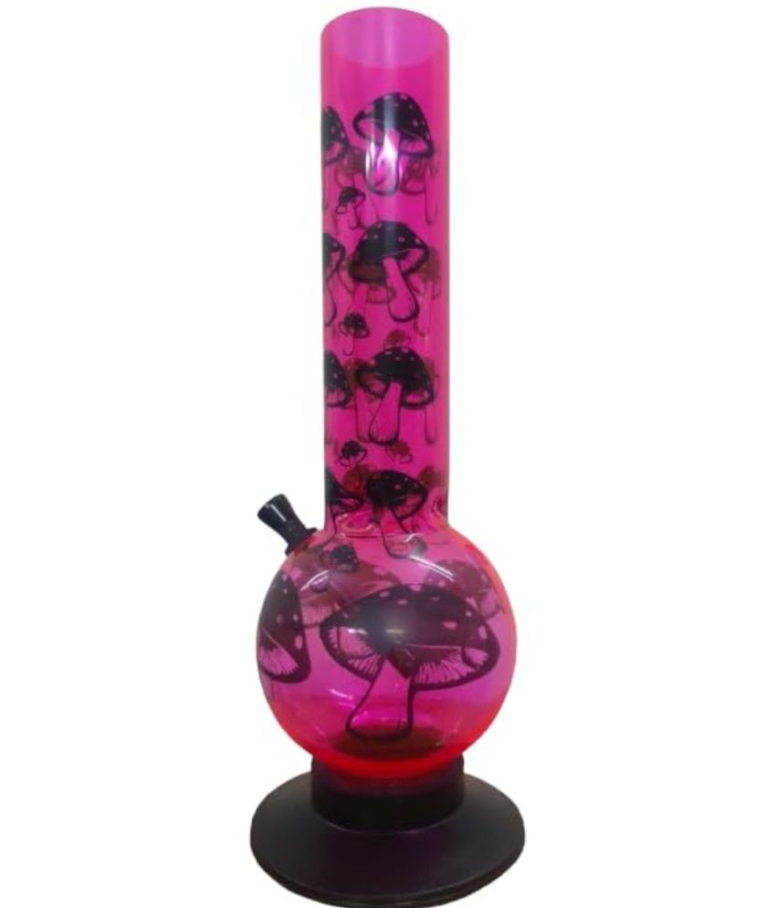     			PUFF SMART 12 Inch Mushroom Print Acrylic Waterpipe Bong (Pink-Mushroom)